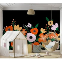 Floral Wallpaper Wall Mural - Colorful Abstract Bloom