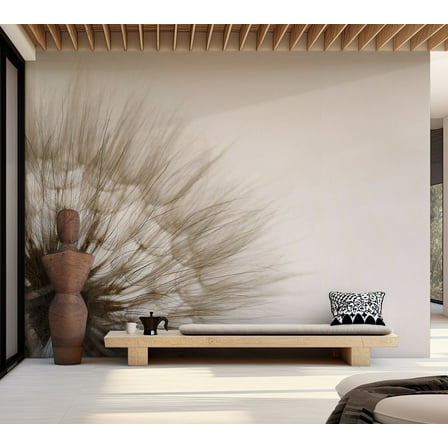 Floral Wallpaper Wall Mural - Dandelion Close-up Sepia