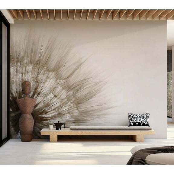 Floral Wallpaper Wall Mural - Dandelion Close-up Sepia
