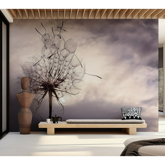 Floral Wallpaper Wall Mural - Dandelion in the Wind