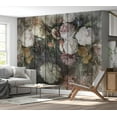 thumbnail image 1 of Floral Wallpaper Wall Mural - Vintage Flowers on Wood, 1 of 5