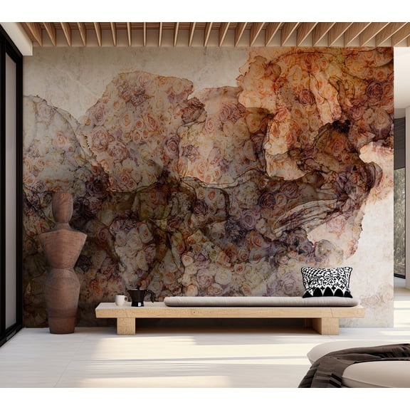 Floral Wallpaper Wall Mural - Woven With Roses