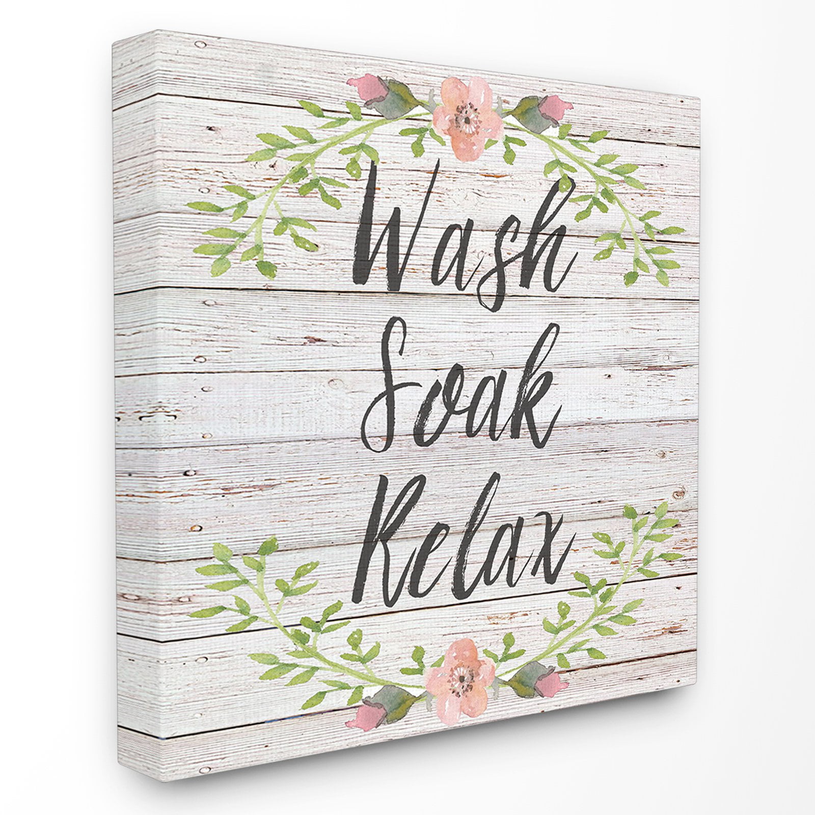 Floral Wash Soak Relax Floral Wood Botanical & Floral Gallery-Wrapped Canvas Print Wall Art, 17x17
