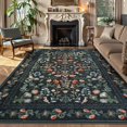 thumbnail image 1 of Floral Washable Area Rugs 8x10, Non-Slip  Room Carpet Soft Tumble Washable Rugs for  ,  Botanical Print Carpet for Classroom  Room Dining Room, Black, 1 of 6