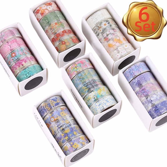 Youersen Floral Washi Tape Set, Decorative Craft Tape for Scrapbooking & DIY, 6 Rolls