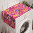 thumbnail image 1 of Floral Washing Machine Organizer, Rhythmic 90's Style Simplistic Retro Flair Drawn Colorful Arrangement, Anti-slip Fabric Top Cover for Washer and Dryer, Hot Pink and Multicolor, by Ambesonne, 1 of 1