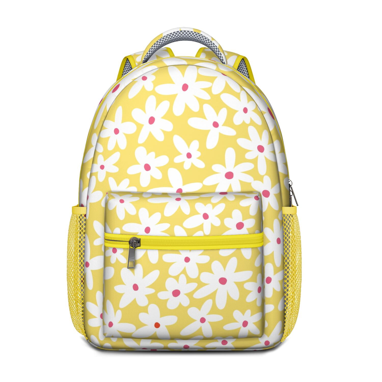 Floral Watercolor Daisy Artwork Backpack - Waterproof & Breathable for College Students