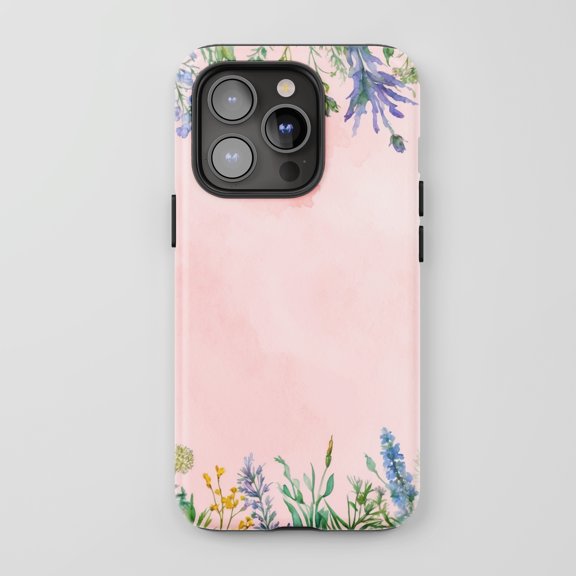 Floral Watercolor Design For All iPhone Series Tough Phone Case Spring Theme Pink