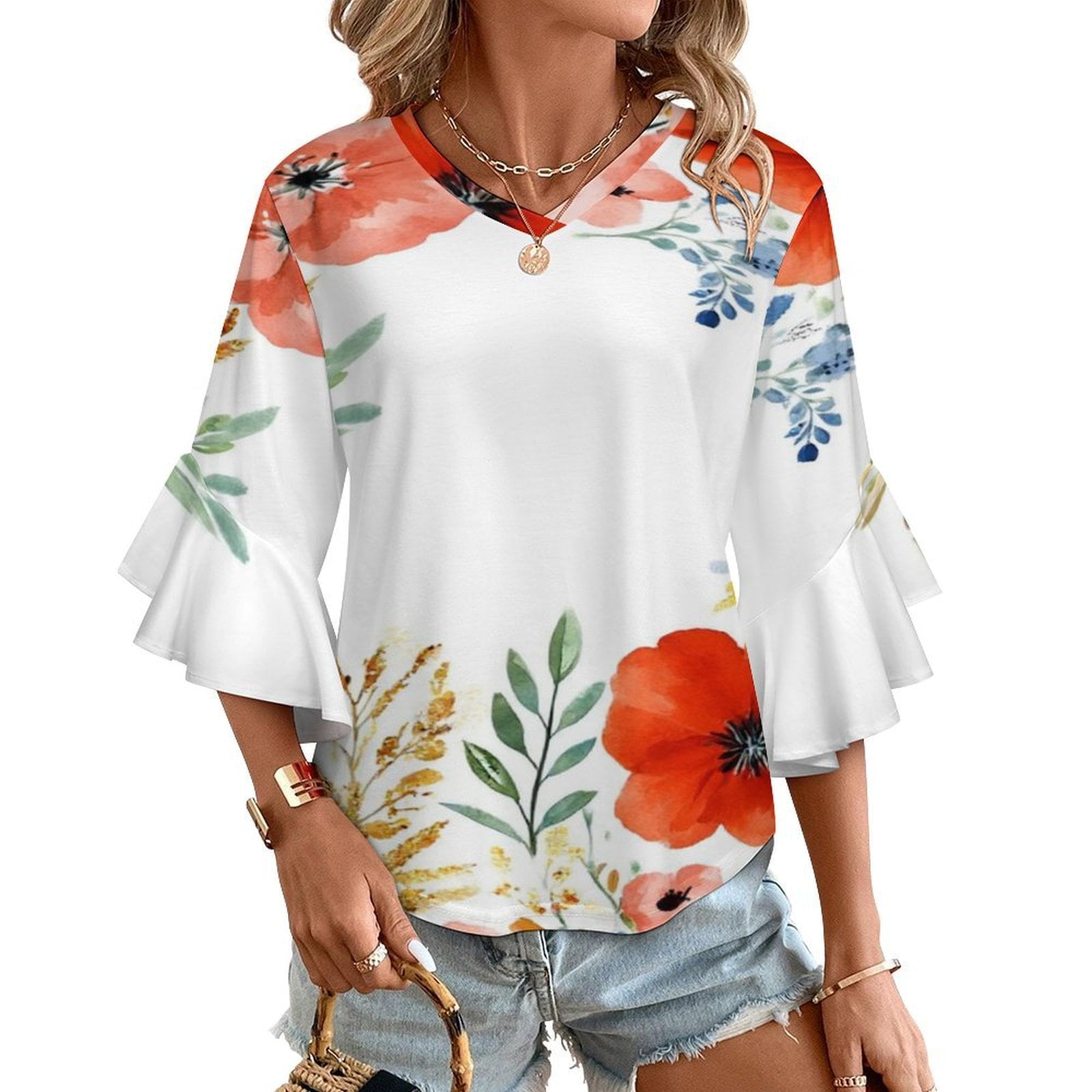 Watercolour Floral Blouse 4081