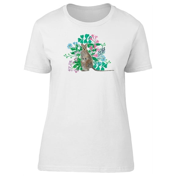 Floral Watercolor Kangaroo T-Shirt Women -Image by Shutterstock, Female Large