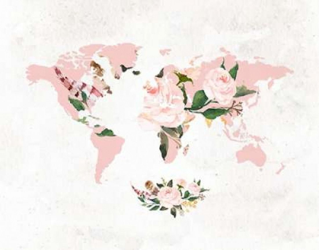 Floral Watercolor Map Canvas Art - Tara Moss (22 x 28)