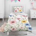 thumbnail image 1 of Floral Watercolor Painting Duvet Cover and Pillowcase Set for Single Bedding, Bedroom Accessories for Kids Teens, 1 of 5