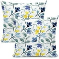 thumbnail image 1 of Floral Watercolor Sage Green Pillow Covers 16x16 Set of 2 Yellow and Blue Throw Pillow Cotton Square Outdoor Farmhouse Flowers Leaves Cushion Cover Decor for Home Living Room Bedroom Sofa, 1 of 6