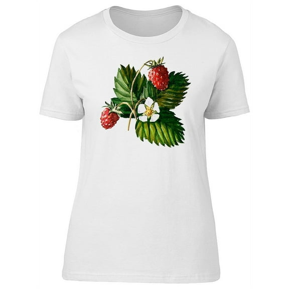 Floral Watercolor Strawberries T-Shirt Women -Image by Shutterstock, Female Small