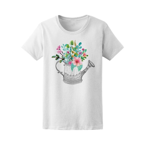 Floral Watering Can Sketch Tee Women's -Image by Shutterstock