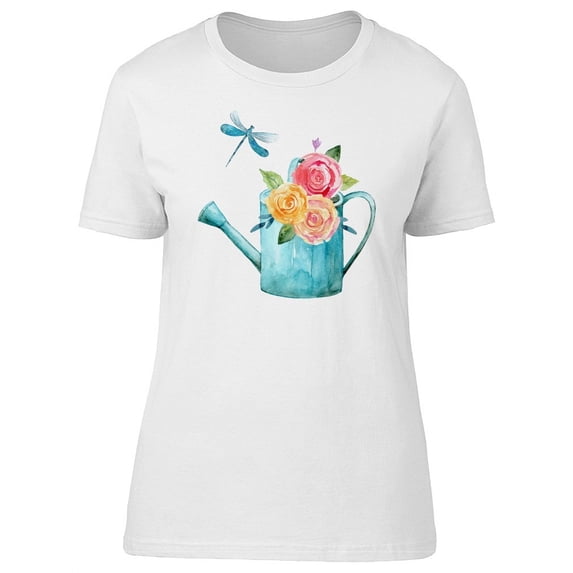 Floral Watering Can T-Shirt Women -Image by Shutterstock, Female x-Large
