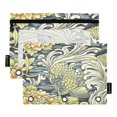 thumbnail image 1 of Floral Wave Design 9.8x7.1in Water Resistant Binder Pouch, 3-Ring Compatible, Transparent Front, 1 of 6