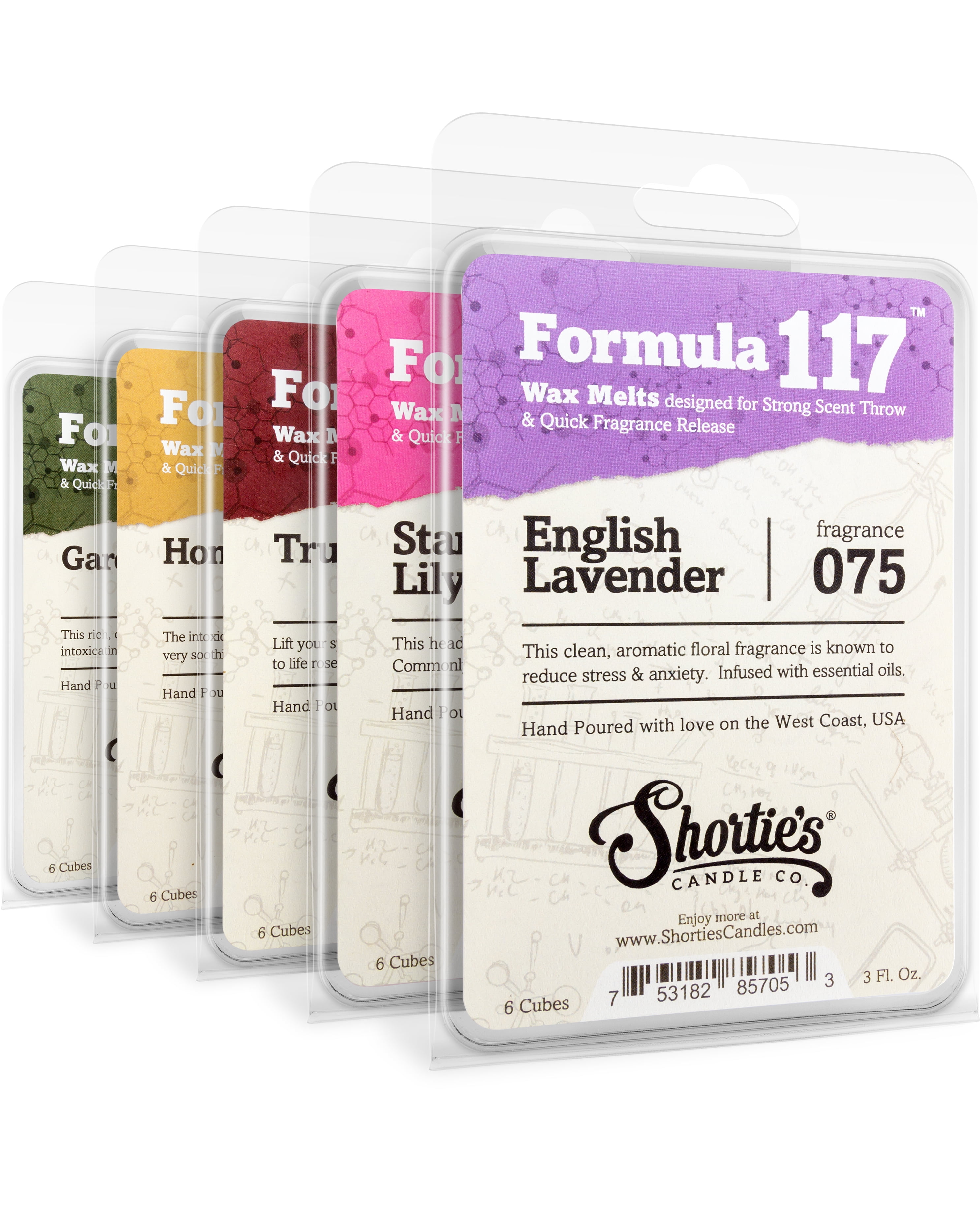 Floral Wax Melts Variety 5 Pack - Formula 117 - 5 Highly Scented 3 Oz. Bars - Made With Natural & Essential Oils - Flower Warmer Wax Cubes