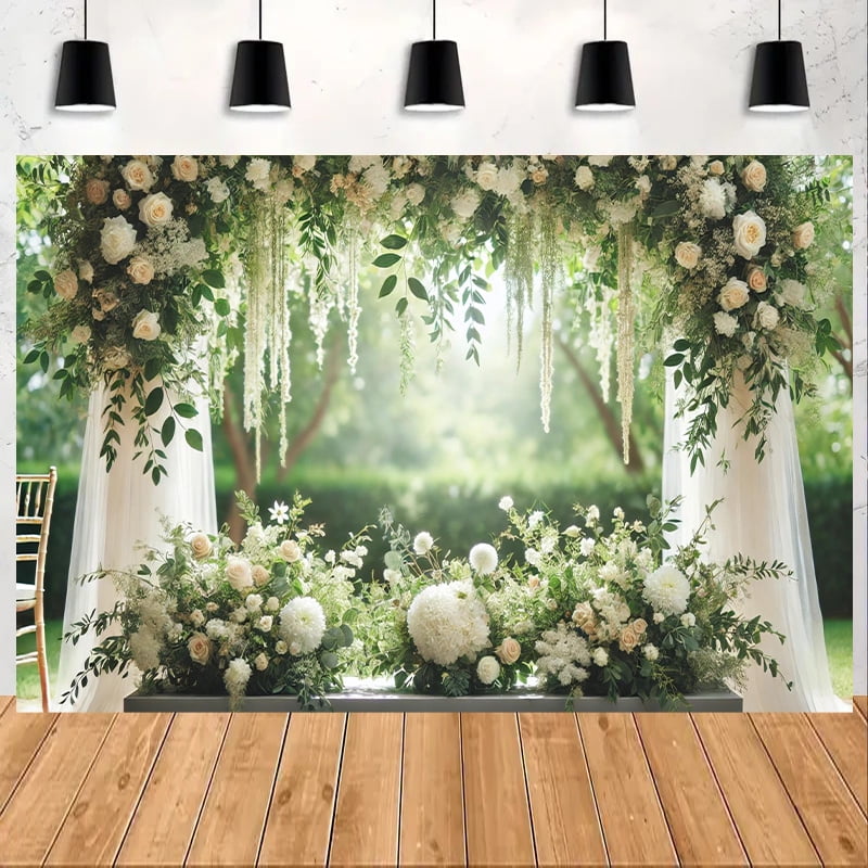 Floral Wedding Backdrop Romance White Flower Curtain Bridal Shower ...