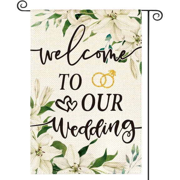 Floral Wedding Ceremony Garden Flag Double Sided 12x18 Inch Romantic Welcome Yard Outdoor Decoration