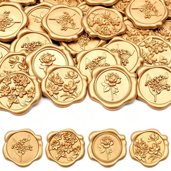 Floral Wedding Invitation Envelope Seals, 40 self-adhesive antique bronze stickers, perfect for invitations, Christmas, and gift wrapping