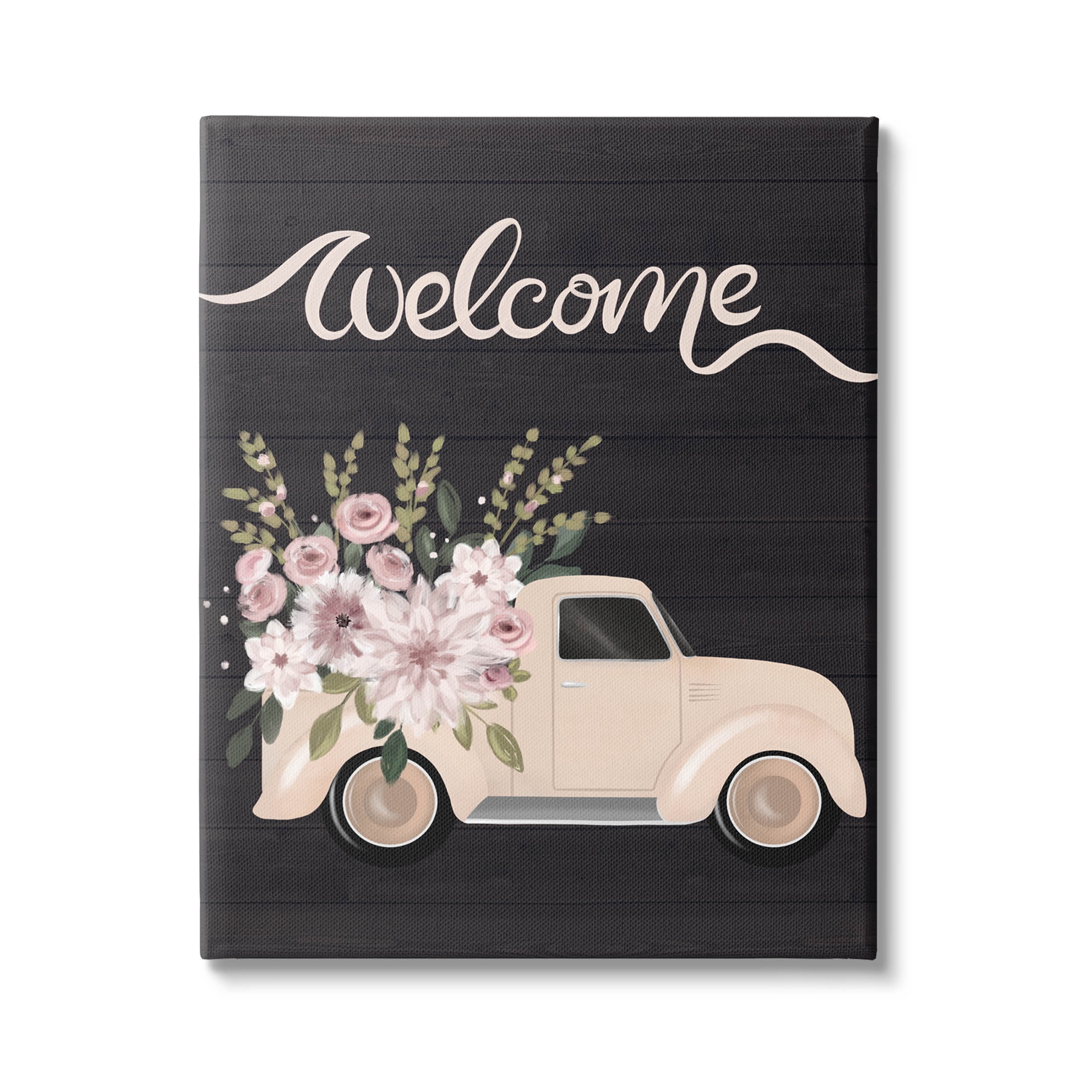 Floral Welcome Country Truck Transportation Graphic Art Gallery Wrapped Canvas Print Wall Art