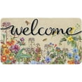 thumbnail image 1 of Floral Welcome Door Mat, Spring Summer Flower Front Doormat, Home Indoor Outdoor Decor Non Slip Entrance Rug 30x17 Inches, 1 of 1