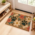 thumbnail image 1 of Floral Welcome Doormat for Front Door, Cute Flower Paw Print Mat, Thanksgiving Faux Coir Door Rug, Non-Slip Entryway Mat for Indoor Outdoor Porch, Balcony & Home Decor, 15.7 x 23.6 Inches, 1 of 8