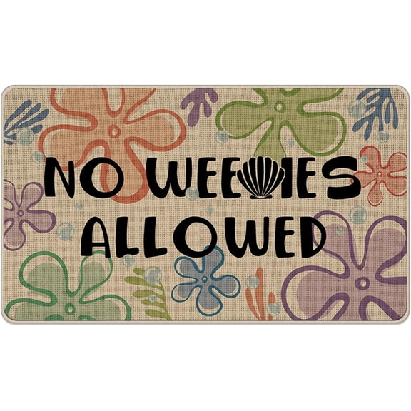 Floral Welcome Front Door Mat, Colorful Flowers Decorative Doormat Non-Slip Floor Entryway Rug, Funny Quote Low Profile Indoor Outdoor Home Kitchen Decoration 17x29 Inches