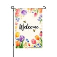 thumbnail image 1 of Floral Welcome Garden Flag With Bees And Tulips For Home Outdoor Garden Yard Decor 12x18 Inch, 1 of 5