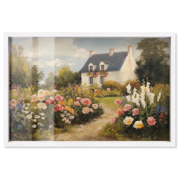 Floral Welcome Shadowbox Print Landscape Wall Art by Art Remedy, White Frame, 15 x 10