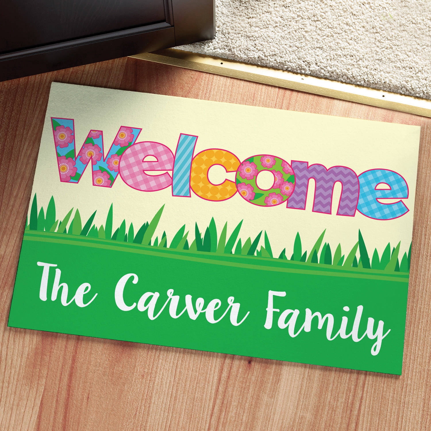 Floral Welcome Spring Personalized Doormat