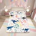 thumbnail image 1 of Floral Whale Full Bed&nbsp;Sheets Set,Ocean Sea Animal Whale Bedding Set for Kids Girls Boys,Watercolor Flower Plant Leaves Sheets Nautical Marine Life Fitted Sheet Set 4Pcs, 1 of 6