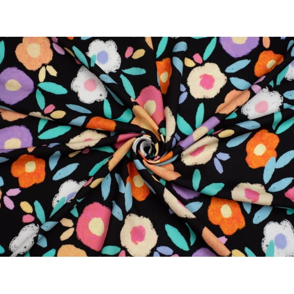 Floral Whirl Viscose Challis Fabric Minerva Exclusive - per yard