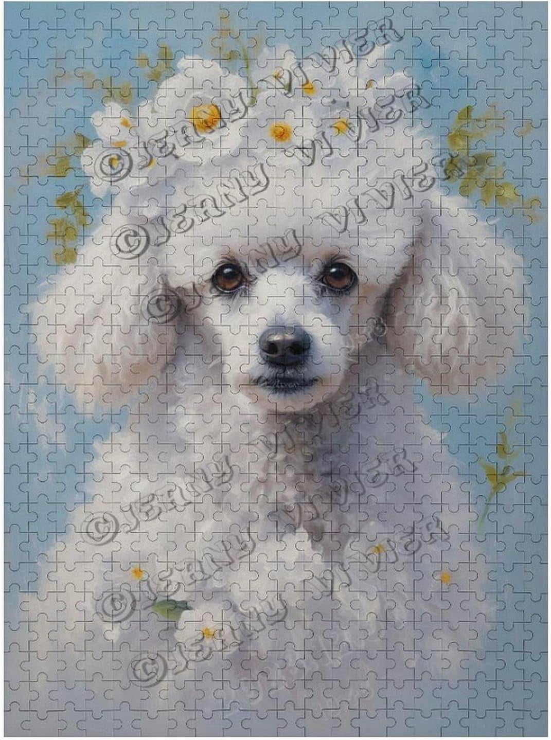 Floral White Poodle 500 Piece Puzzle – Wooden Jigsaw for Adults – Great ...