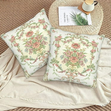 Floral White Throw Pillow Covers 20"X20" Set Of 2 Sofa Rustic Home Decor For Living Room Bedroom Bed Cushion Outdoor
