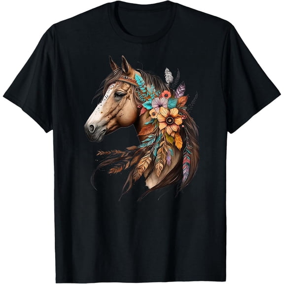 Floral Wild Horse Country Horse Riding Mens T-Shirt
