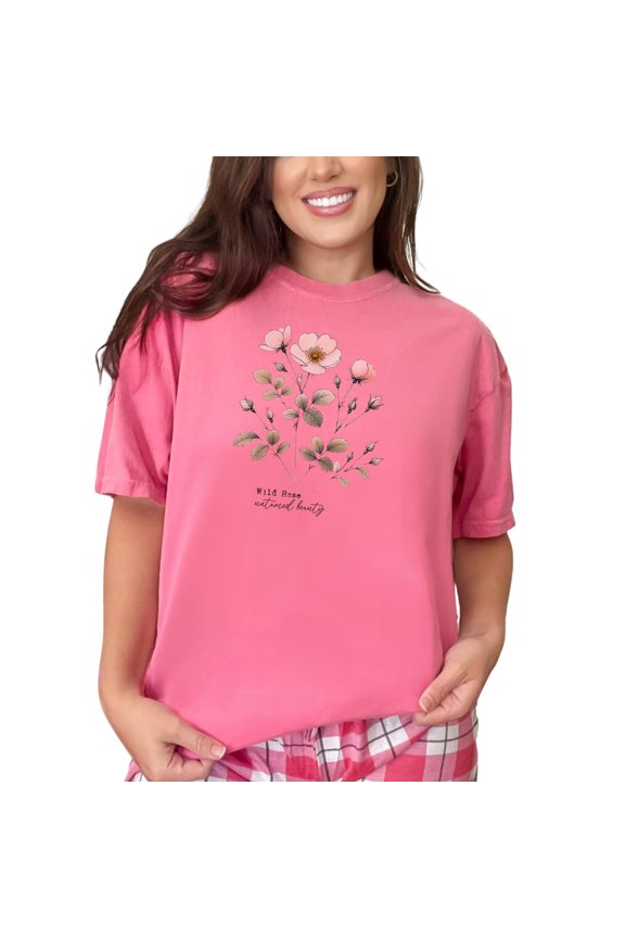 Floral Wild Rose Graphic Tee, Inspirational Floral T-Shirt, Vintage Blossom Shirt, Untamed Beauty Floral Top, Boho Flower T-Shirt, Crunchberry Comfort Colors T-Shirt, 3XL