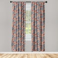 thumbnail image 1 of Floral Window Curtains, Abstract Illustrated Blossom Silhouette With Linear Ornament on Pink Back, Lightweight Decor 2-Panel Set with Rod Pocket, Pair of - 28"x63", Dark Peach Ceil Blue, by Ambesonne, 1 of 3