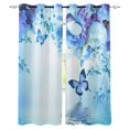 thumbnail image 1 of Floral Window Curtains Blue and White Wild Flowers Butterflies Zen Spa Living Room Bedroom Kids Room Home Deco, 1 of 4