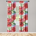 thumbnail image 1 of Floral Window Curtains, Colorful Flower Garden in Watercolor Style Poppy Blossoms on Paint Blots, Lightweight Decor 2-Panel Set with Rod Pocket, Pair of - 28"x63", Vermilion Green Pink, by Ambesonne, 1 of 1