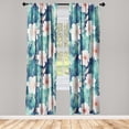 thumbnail image 1 of Floral Window Curtains, Flowers of the Season of Spring Summer Garden Repeated Pattern Artwork, Lightweight Decor 2-Panel Set with Rod Pocket, Pair of - 28"x95", Vermilion Teal Off White, by Ambesonne, 1 of 3