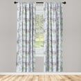 thumbnail image 1 of Floral Window Curtains, Garden Inspired Spring Flower and Leaves Illustration on Lattice Like Back, Lightweight Decor 2-Panel Set with Rod Pocket, Pair of - 28"x63", Soft Blue Lavender, by Ambesonne, 1 of 1