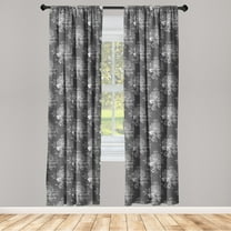 Floral Window Curtains, Grayscale Nostalgic and Folk Look Flower Pattern Old Times Vintage Blooms Print, Lightweight Decor 2-Panel Set with Rod Pocket, Pair of - 28"x63", Dark Grey, by Ambesonne