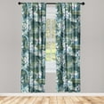 thumbnail image 1 of Floral Window Curtains, Jungle Theme Flowers Tropical Pattern on Forest Leaves Backdrop, Lightweight Decor 2-Panel Set with Rod Pocket, Pair of - 28"x63", Pistachio Green and Soft Blue, by Ambesonne, 1 of 3