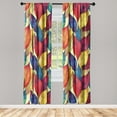 thumbnail image 1 of Floral Window Curtains, Leaves of Winter Season Autumn Falling Leaves Sadness Repetitive Style, Lightweight Decor 2-Panel Set with Rod Pocket, Pair of - 28"x84", Cream and Persian Blue, by Ambesonne, 1 of 3