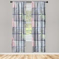 thumbnail image 1 of Floral Window Curtains, Minimalist Theme Sketch Drawing of Lily Pattern on Lattice Backdrop, Lightweight Decor 2-Panel Set with Rod Pocket, Pair of - 28"x63", Indigo Pale Grey and Blush, by Ambesonne, 1 of 3