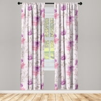 Floral Window Curtains, Pastel Colored Design Botanical Pattern of Soft Flowers Vintage Leaves, Lightweight Decor 2-Panel Set with Rod Pocket, Pair of - 28"x63", Pale Rose Purple Blush, by Ambesonne