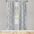 thumbnail image 1 of Floral Window Curtains, Retro Vibe Illustrated Blossom Pattern With Leaves on Bicolored Back, Lightweight Decor 2-Panel Set with Rod Pocket, Pair of - 28"x63", Dark Ceil Blue Pale Grey, by Ambesonne, 1 of 3