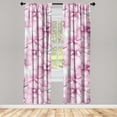 thumbnail image 1 of Floral Window Curtains, Romantic Magnolia Flowers Painting Ornaments Botanical Spring Love Themed, Lightweight Decor 2-Panel Set with Rod Pocket, Pair of - 28"x95", Pink and Pale Grey, by Ambesonne, 1 of 3